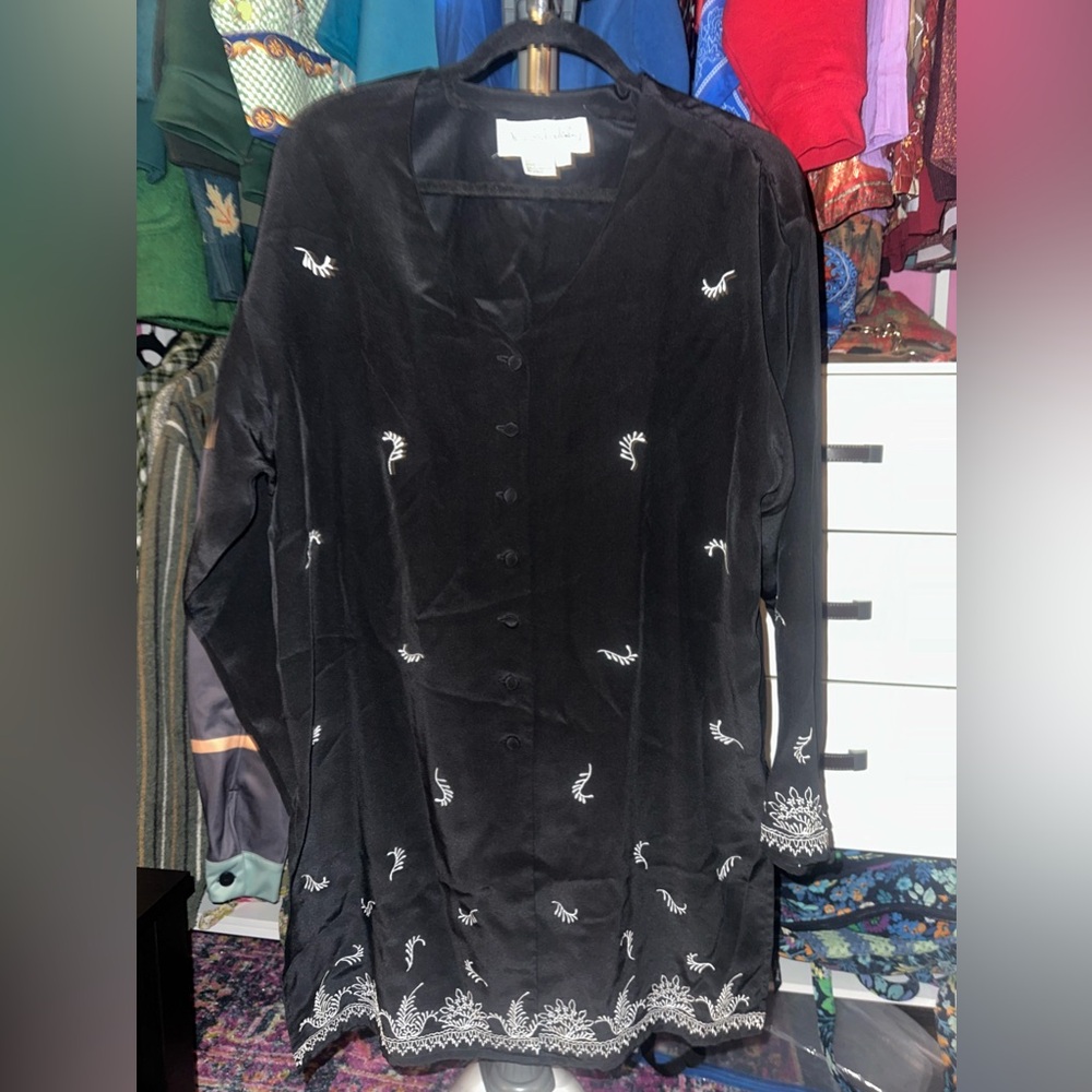 Diane von Furstenberg Black Silk Paisley Blouse